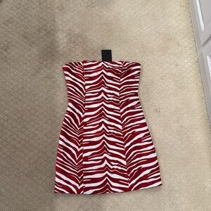 NBD White and red striped size S dress brand new with tags